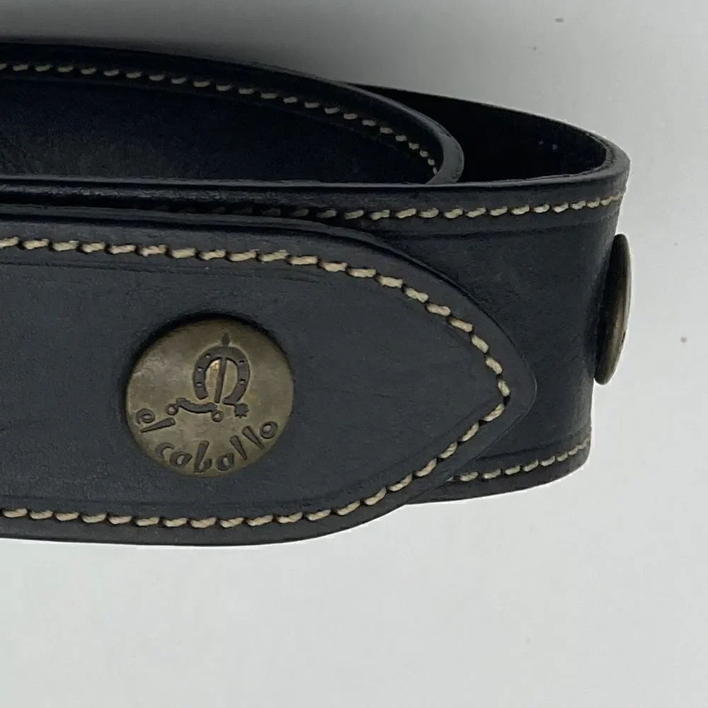 El Caballo Black Leather Men’s Belt Size 85-40,5”/39” Made in Italy